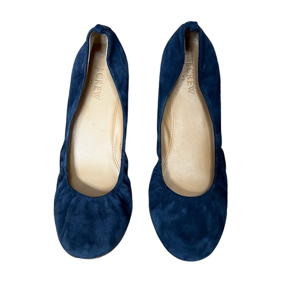 J Crew Anya suede ballet flat navy blue size 9